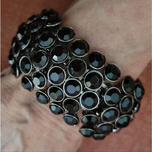 Black Jet Stretch Cuff Bracelet